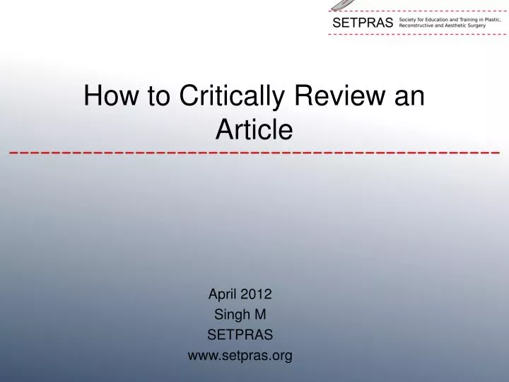 how to critically review an article