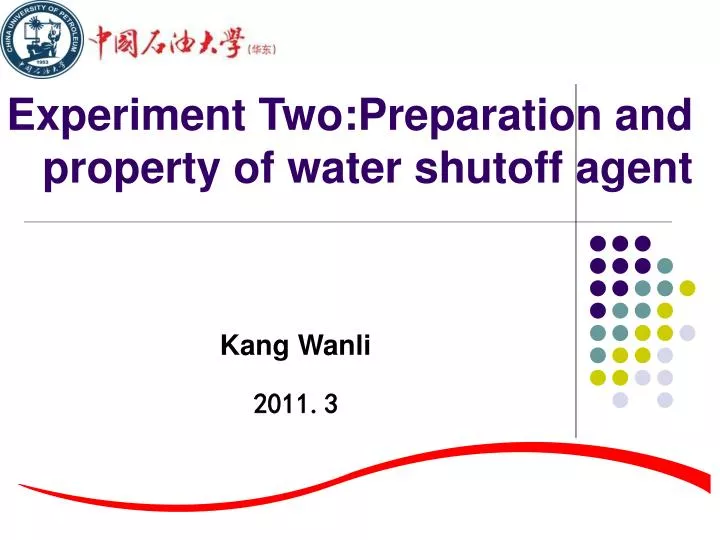 experiment two preparation and property of water shutoff agent