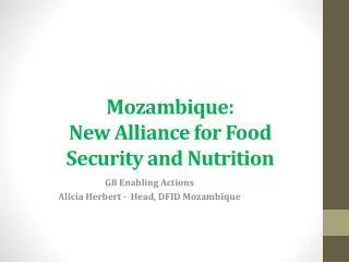 Mozambique: New Alliance for Food Security and Nutrition