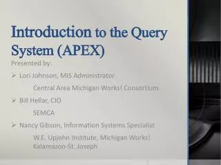 Introduction to the Query System (APEX)
