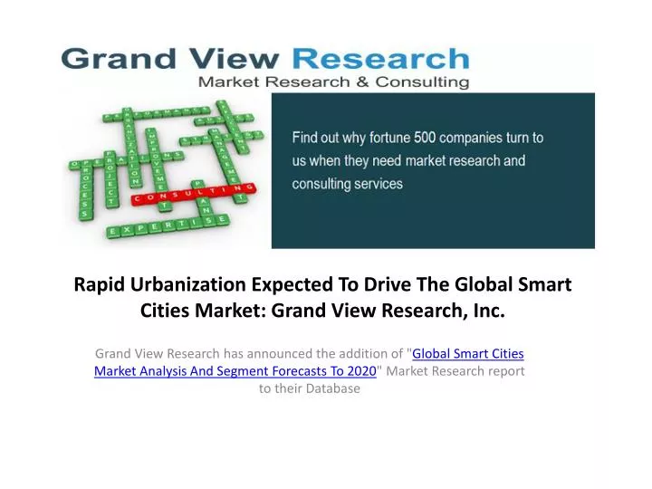 rapid urbanization expected to drive the global smart cities market grand view research inc