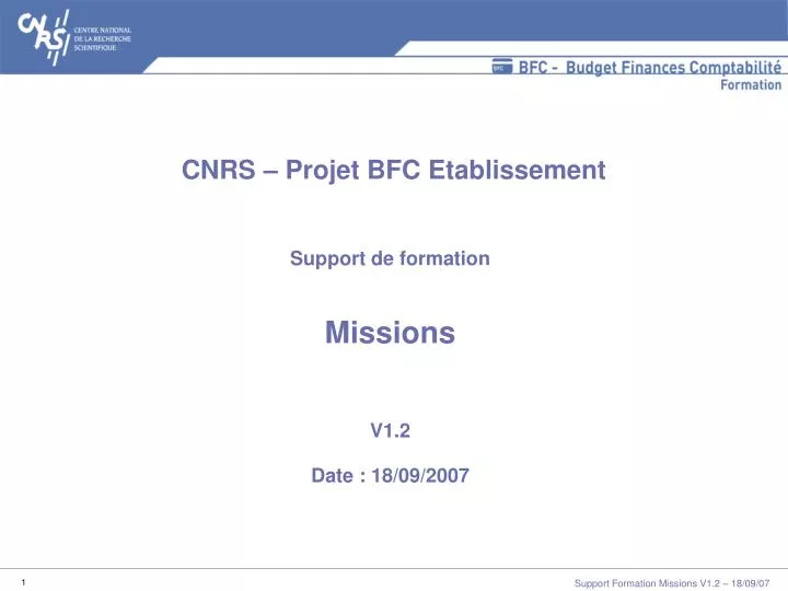 support de formation missions v1 2 date 18 09 2007