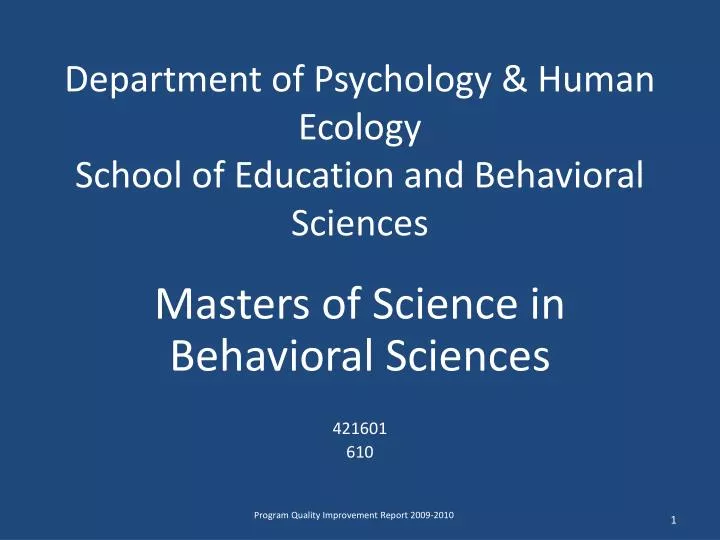 department of psychology human ecology school of education and behavioral sciences