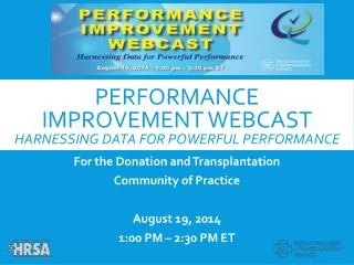Performance improvement webcast harnessing data for powerful performance