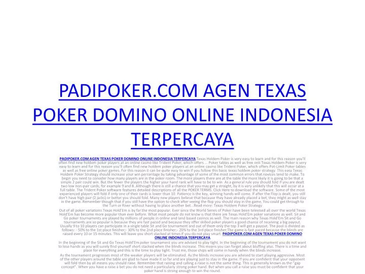 padipoker com agen texas poker domino online indonesia terpercaya