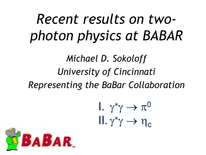 recent results on two photon physics at babar