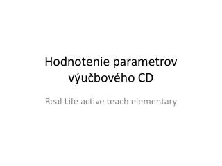 hodnotenie parametrov v u bov ho cd