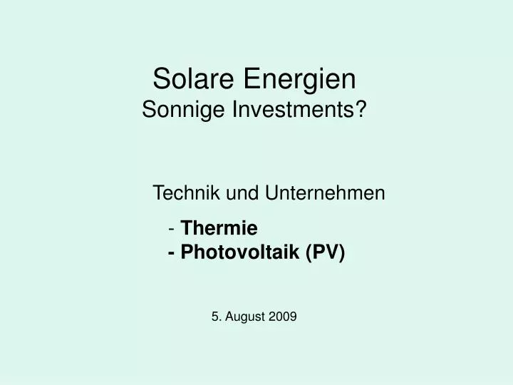 solare energien sonnige investments