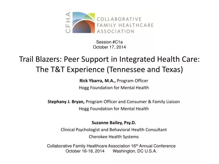 trail blazers peer support in integrated health care the t t experience tennessee and texas