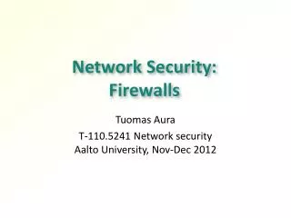 Network Security: Firewalls