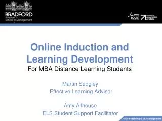 Online Induction and Learning Development For MBA Distance Learning Students