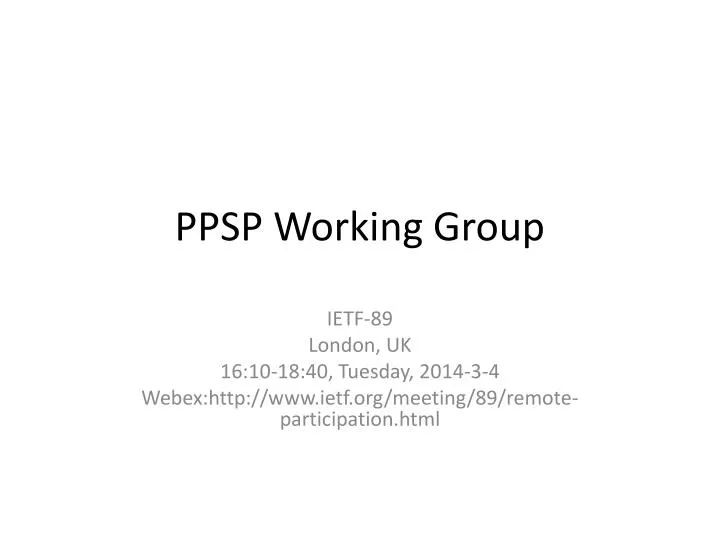 ppsp working group