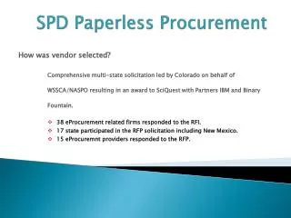 SPD Paperless Procurement