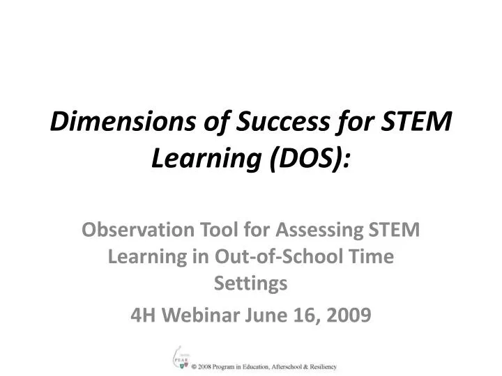 dimensions of success for stem learning dos