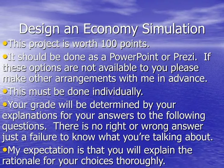 design an economy simulation