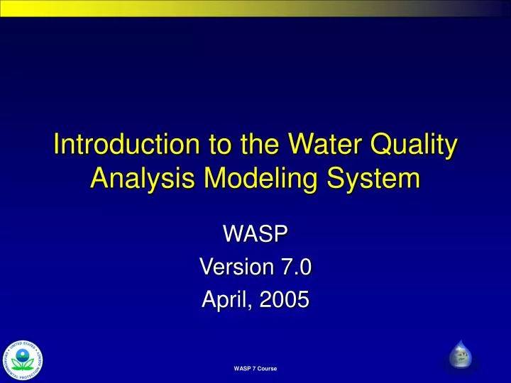 introduction to the water quality analysis modeling system