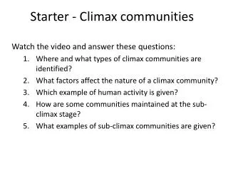 Starter - Climax communities