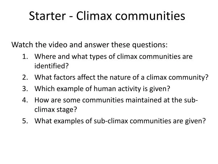 starter climax communities
