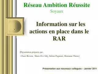 pr sentation aux nouveaux coll gues janvier 2011