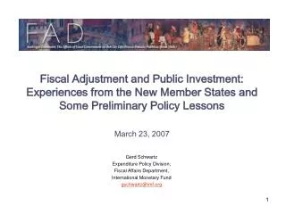 Gerd Schwartz Expenditure Policy Division; Fiscal Affairs Department,