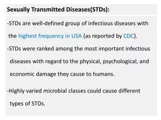 Sexually Transmitted Diseases(STDs):