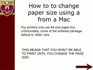 How to to change paper size using a from a Mac