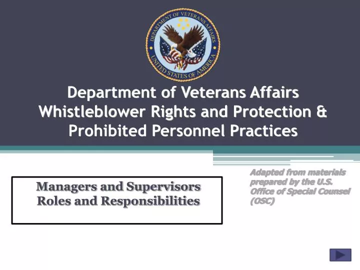 department of veterans affairs whistleblower rights and protection prohibited personnel practices