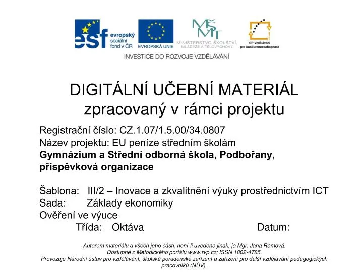 digit ln u ebn materi l zpracovan v r mci projektu