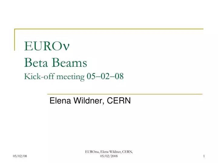 euro n beta beams kick off meeting 05 02 08