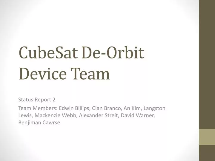 cubesat de orbit device team