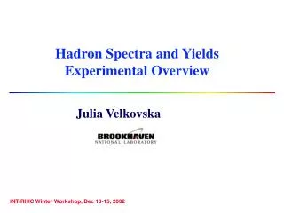 Hadron Spectra and Yields Experimental Overview