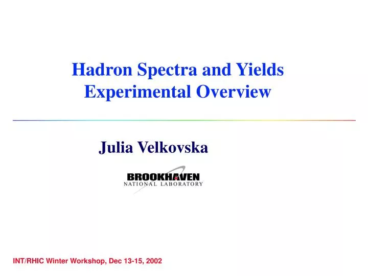 hadron spectra and yields experimental overview