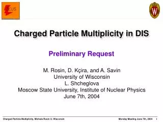 Charged Particle Multiplicity in DIS