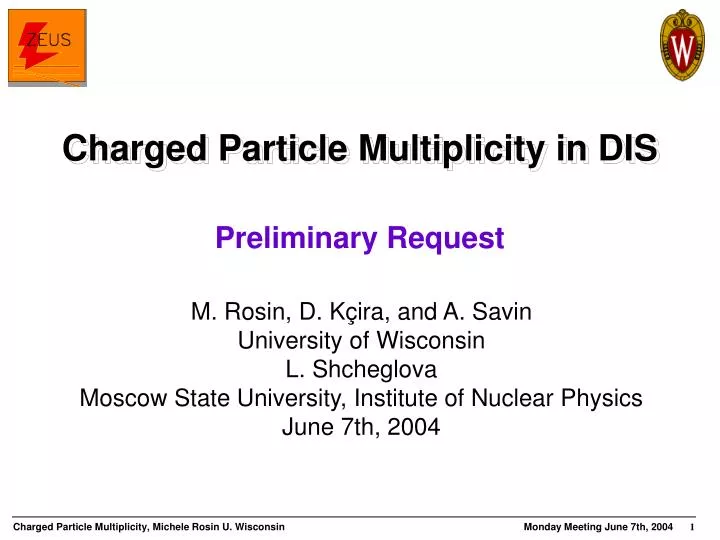 charged particle multiplicity in dis