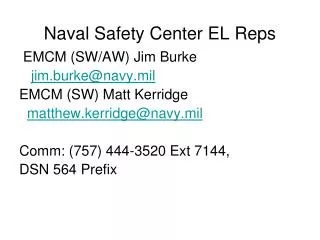 Naval Safety Center EL Reps