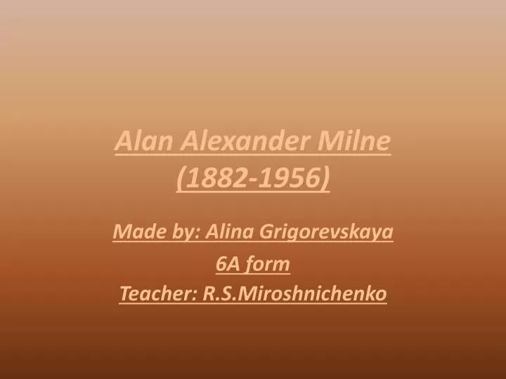 alan alexander milne 1882 1956