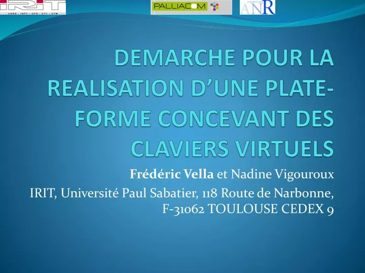 demarche pour la realisation d une plate forme concevant des claviers virtuels