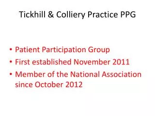 Tickhill &amp; Colliery Practice PPG