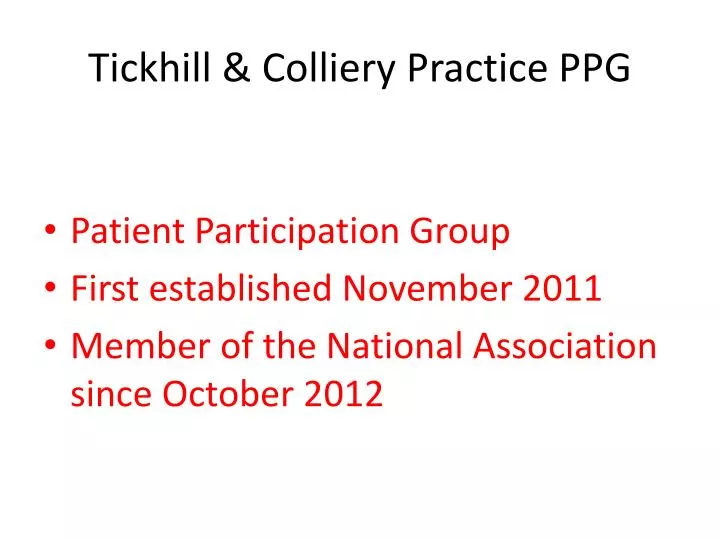 tickhill colliery practice ppg