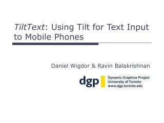 TiltText : Using Tilt for Text Input to Mobile Phones