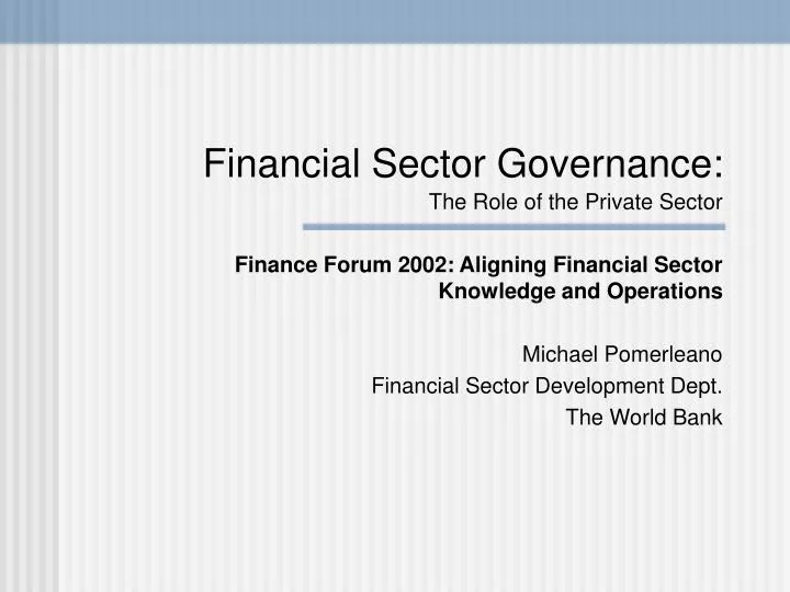 financial sector governance the role of the private sector