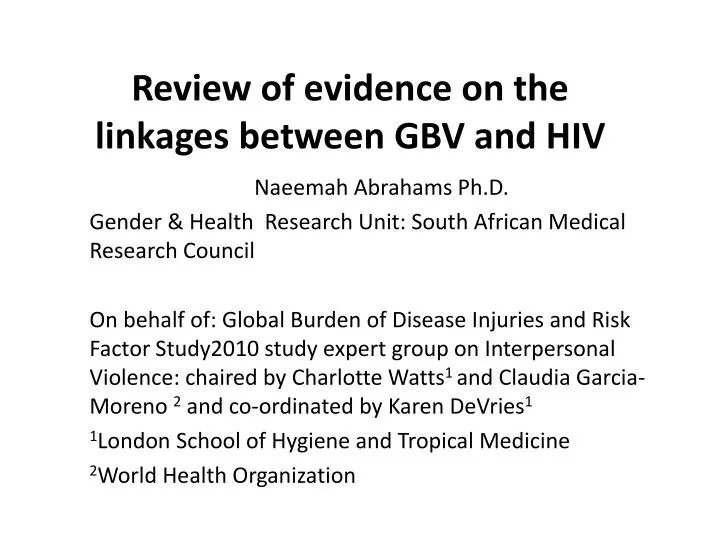 review of evidence on the linkages between gbv and hiv