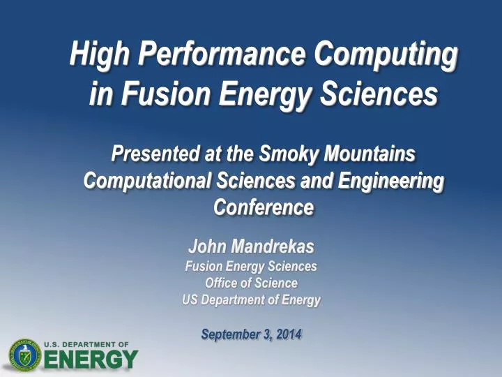 john mandrekas fusion energy sciences office of science us department of energy