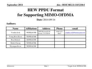 HEW PPDU Format for Supporting MIMO-OFDMA