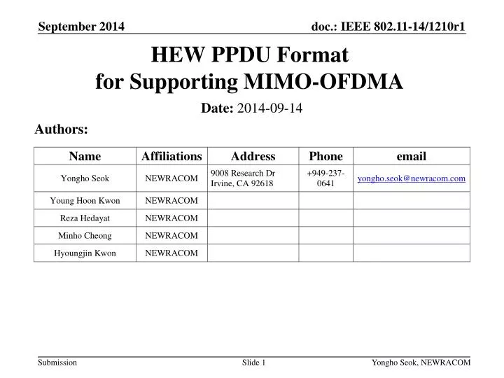 hew ppdu format for supporting mimo ofdma