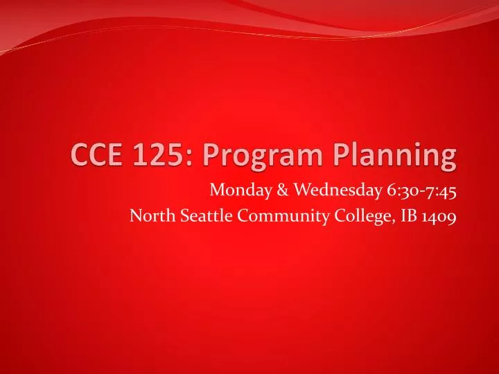 cce 125 program planning