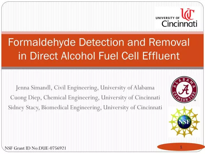 formaldehyde detection and removal in direct alcohol fuel cell effluent