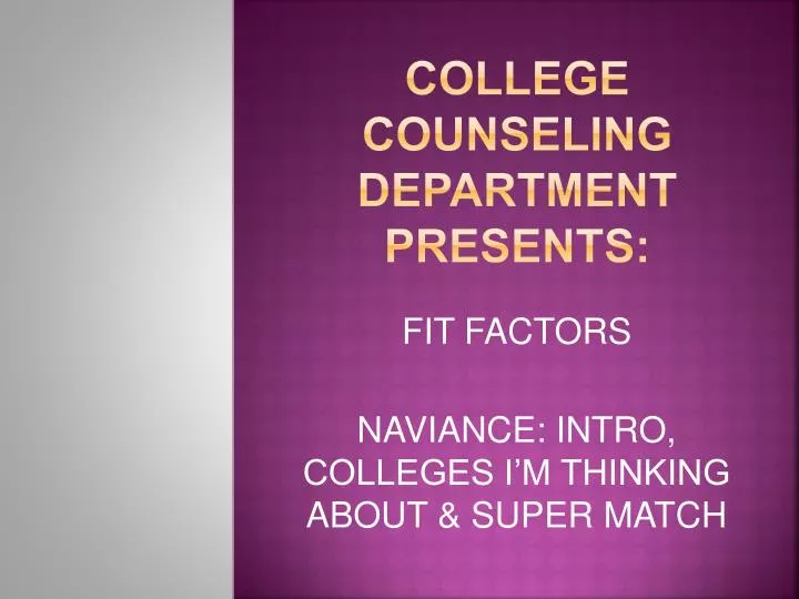 college counseling department presents
