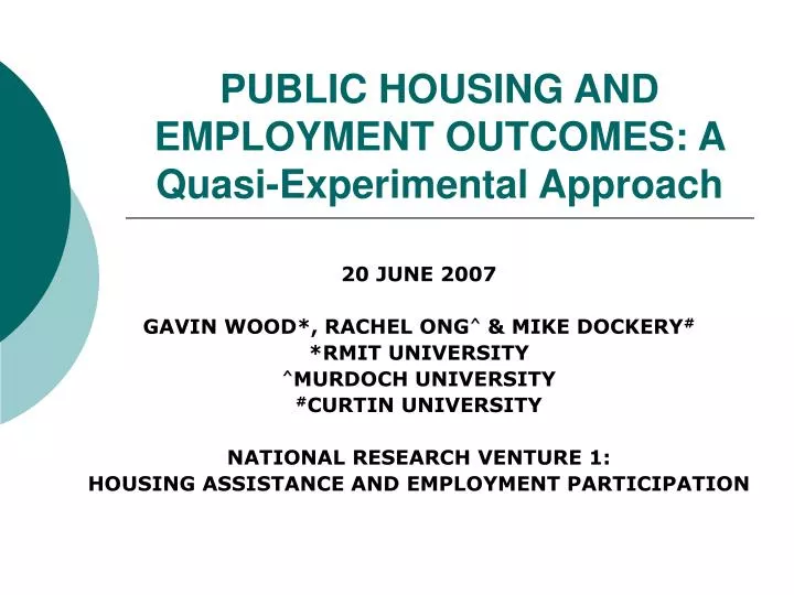 public housing and employment outcomes a quasi experimental approach