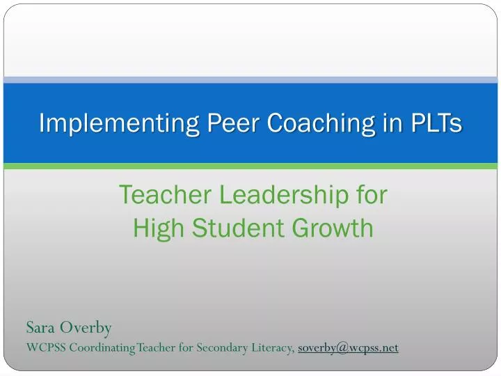 implementing peer coaching in plts